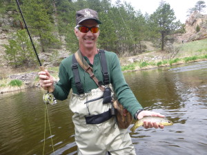 Jim broke the ice catching this brown on a beaded green flashback hares ear. 